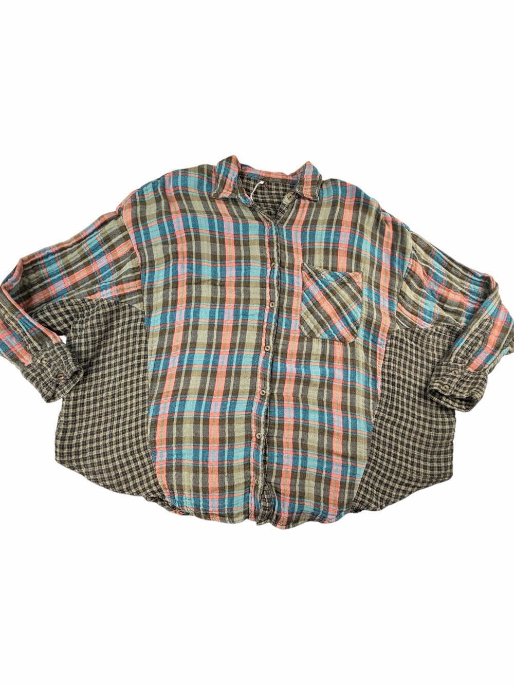 Free People Women’s “One Of The Guys” Oversized Button-Up Flannel Size Smallo - Picture 2 of 9